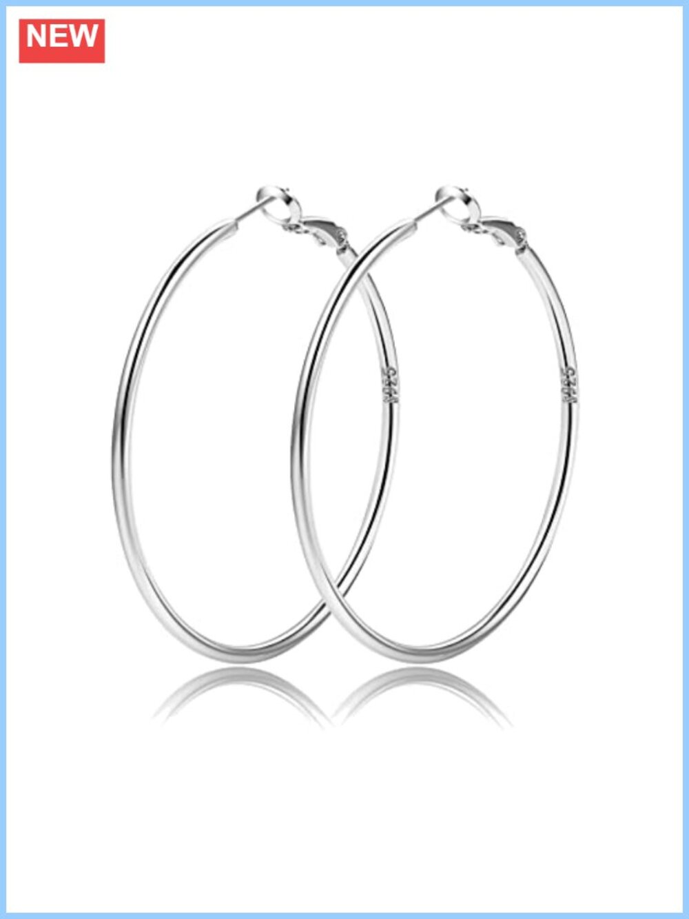 2mm Sterling Silver Big Hoop Earrings Hypoallergenic Thin Oversize Endless Hoops